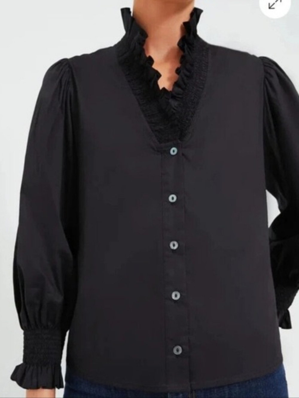 NWT Harshman Bonnie Shirt Black Size Large Cotton